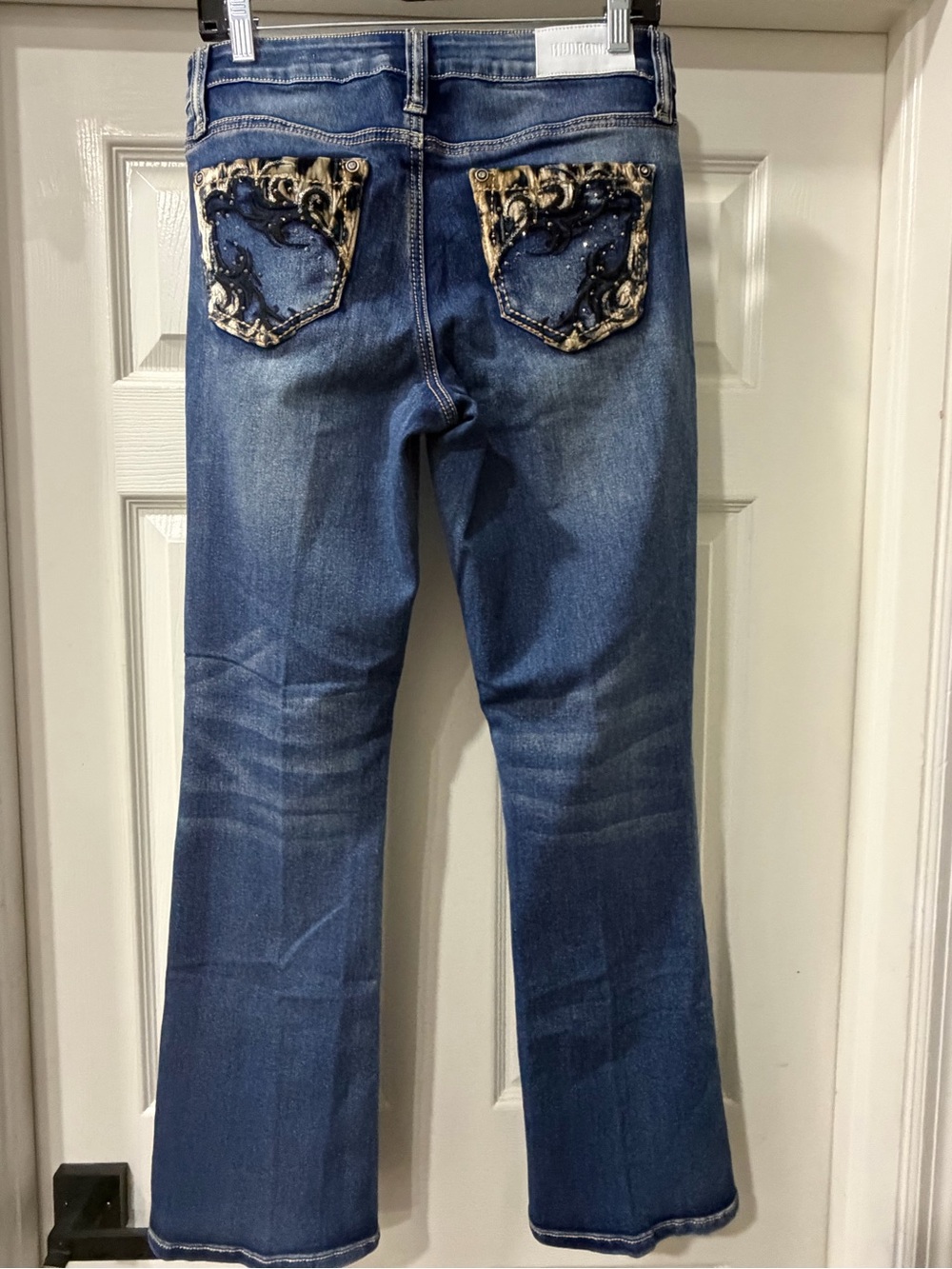 VTG Y2K Hydraulic Nolita Curvy Slim Boot Jeans Embellished Bling Pockets Sz 8